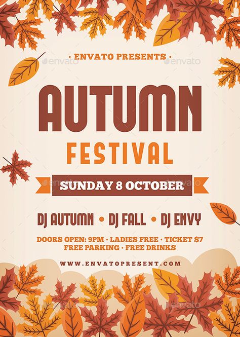 Autumn Flyer Fall Poster Ideas, Autumn Poster Design, Fall Advertising, Autumn Graphic Design, Autumn Magazine, Fall Graphic Design, Autumn Posters, Octoberfest Party, Autumn Fair