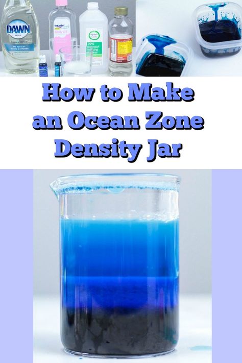 This ocean zone density jar science activity is a fun and engaging way to teach kids about the ocean layers. It's a great visual, allowing them to see the difference between ocean zones. Ocean Layers For Kids, Ocean Themed Science Activities For Kids, Ocean Zone Activities, Ocean Ecosystem Project For Kids, Ocean Zones In A Jar, Ocean Zones Preschool, Titanic Science Experiment, Ocean Layers In A Jar, Ocean Science Experiments