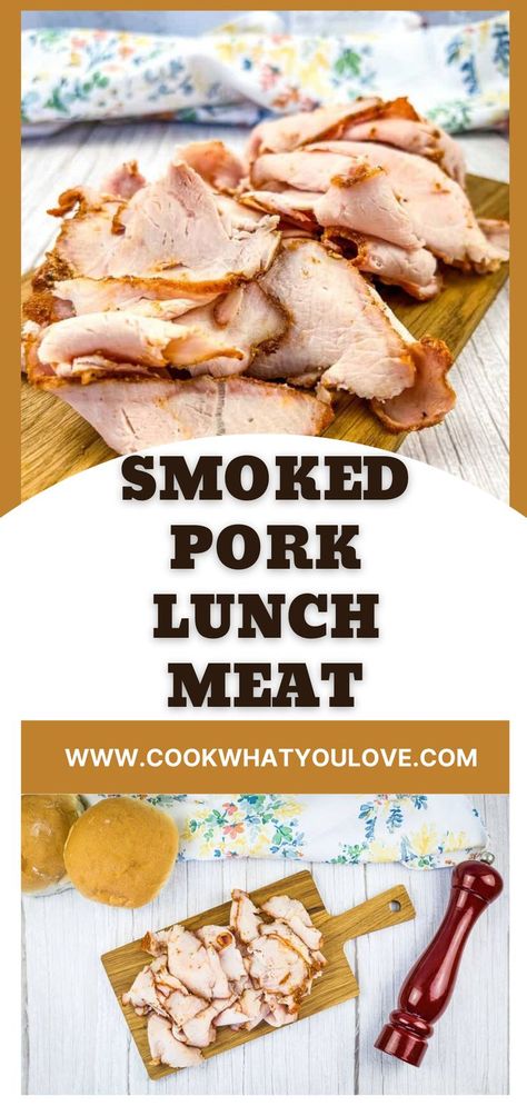 Smoked pork lunch meat sliced on a cutting board. Pork Luncheon Meat Recipe, Homemade Ham Lunch Meat, Make Your Own Lunch Meat, Homemade Lunch Meat Recipes, Homemade Sandwich Meat, Make Your Own Deli Meat, Diy Lunch Meat, Meat Press Recipes, Pork Cushion Meat Recipes