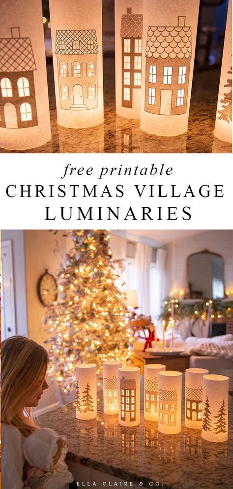 Printable Christmas Village, Diy Christmas Village, Christmas Crafts For Adults, Computer Paper, 12 December, Holiday Printables, Free Christmas Printables, Paper Christmas, Magical Christmas