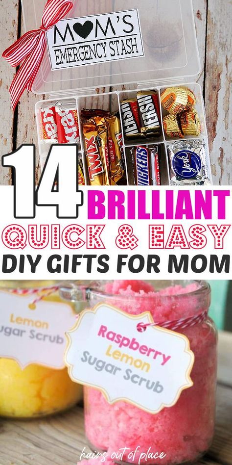 14 diy gifts for mom that make great last minute craft projects for Christmas, Mothers Day, or her birthday. These also make for easy diy gift ideas for girl friends, or any female. Easy Diy Gifts For Mom, Easy Birthday Gifts, Diy Graduation Gifts, Anniversaire Diy, Diy Gifts For Mom, Easy Birthday, Creative Birthday Gifts, Giving Gifts, Birthday Gift For Mom