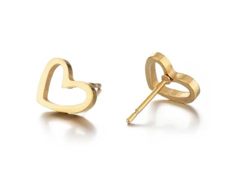 PRICES MAY VARY. Stainless Steel quality materials hypoallergenic great for sensitive ears. Elegant Heart Shaped Studs never go out of style and perfect for all ages. These studs can dress up an outfit or be a great accessory for a more casual outfit. These eye catching earrings are a great gift for any occassion, birthday, Valentines day, Mothers day, Christmas or a just beacuse you love them! To extend the beauty of these earrings try not to shower or swim with the earrings. Recommend removing Cute Gold Earrings, Earrings Gold Small, Gold Heart Stud Earrings, Xmas List, Stud Earrings Gold, Heart Stud Earrings, Hypoallergenic Earrings, Heart Studs, Open Heart