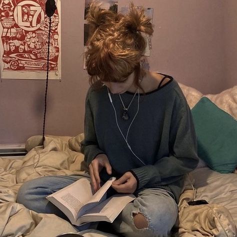 Headphones, Reading, Bed