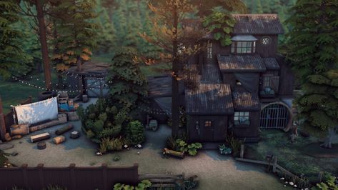 Werewolf's cabin Sims 4 Werewolf House, Werewolf House, Sims 4 Werewolves, Houses Layout, Sims Tumblr, Brutalist House, Sims Design, Sims 4 City Living, Vampire House