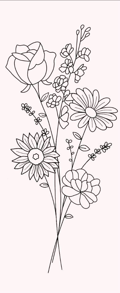 Simple flower tattoo in 2022 | Simple flower tattoo, Flower tattoo drawings, Flower bouquet tattoo Five Flower Bouquet Tattoo, April Bouquet Tattoo, Flower Theme Tattoo, Linework Flower Bouquet, Outlined Flower Tattoo, Black And White Flower Bouquet Tattoo, Small Bouquet Of Flowers Drawing, Hand Drawn Flower Bouquet Tattoo, Bunches Of Flowers Tattoo