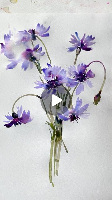 Loose Watercolor Paintings Tutorials Videos, Water Colour Flower Paintings, Loose Watercolor Paintings, Loose Watercolor Flowers, Paintings Easy, Flowers Paintings, Cards Watercolor, Watercolor Video, Water Colours