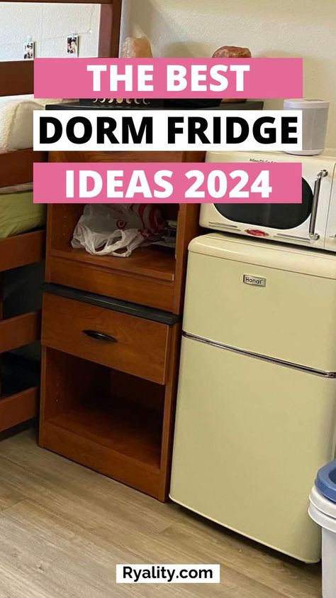 obsessed with these dorm room fridge area ideas Room Fridge Ideas, Dorm Fridge Organization, Dorm Room Fridge, Room Fridge, Fridge Organization Ideas, Fridge Ideas, Dorm Room Kitchen, Dorm Fridge, Cool Dorm Rooms