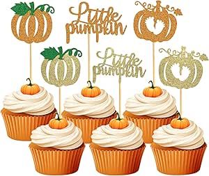 Pumpkin Theme Baby Shower, Baby Cupcake Toppers, Baby Shower Cake Decorations, Pumpkin Cupcake, Baby Cupcake, Baby Shower Cupcake Toppers, Dessert Party, Pumpkin Birthday, Fiesta Baby Shower