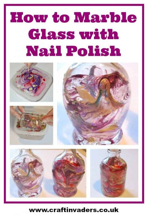 Nail Polish Marbling Crafts, Nail Polish Crafts Diy, Nail Polish Marbling, Nail Polish Painting, Polish Crafts, Old Nail Polish, Painting Glass Jars, Nail Polish Crafts, Alcohol Ink Crafts