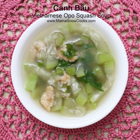 Opo Squash, Soup For Babies, Shrimp Soup Recipes, Melon Soup, Vietnamese Soup, Vietnamese Pork, Minced Pork, Viet Food, Dried Shrimp