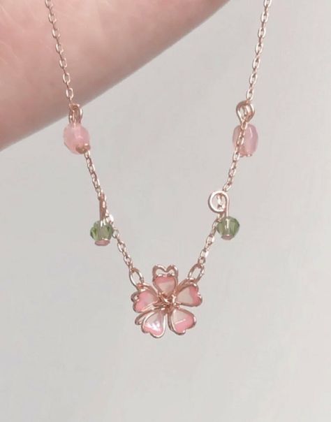 Cherry Blossom Jewelry, Elain Archeron, Edgy Necklace, Cherry Blossom Necklace, Whimsical Necklace, Vintage Gold Necklace, Boho Chic Necklace, Pretty Jewelry Necklaces, Contemporary Necklace