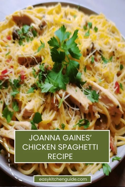 Last Updated on October 2, 2023 Joanna Gaines’ Chicken Spaghetti is a mouth-watering dish that brings together the perfect combination of creamy and savory flavors. This hearty and comforting meal is sure to be a hit with your family and friends. With simple ingredients and easy-to-follow steps, you can recreate this popular dish from the ... <a title="Joanna Gaines’ Chicken Spaghetti Recipe – Easy Kitchen Guide" class="read-more" href="https://easykitchenguide.com/joanna-ga... Chicken Spaghetti Recipe Joanna Gaines, Magnolia Chicken Spaghetti, Chicken Spaghetti Joanna Gaines, Joanna Gaines Casserole Recipes, Joanna Gaines Chicken Spaghetti, Joanna Gaines Farmhouse Recipes, Chicken Hacks, Magnolia Recipes, Sizzling Recipe