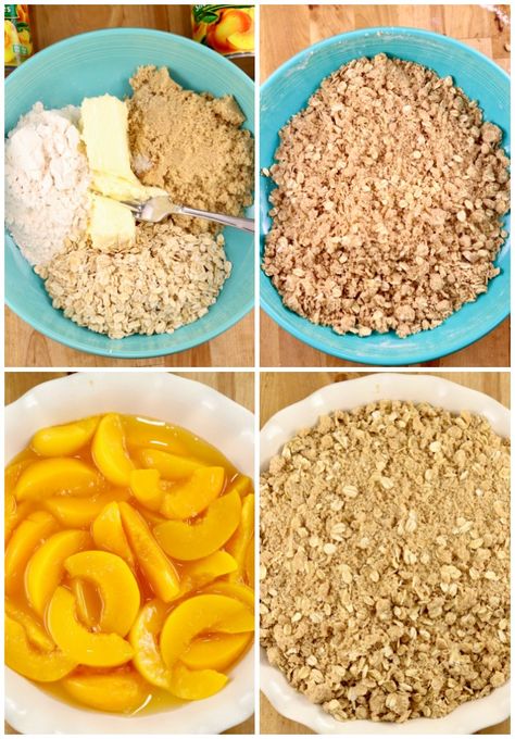 Peach Crisp With Canned Peaches Easy, Peach Cobbler Crisp Easy, Peach Cobbler With Oatmeal Topping, Peach Cobbler Crumble Topping Easy, Crumble Topping For Peach Cobbler, Can Peaches Recipes Simple, Canned Peaches Crisp, Peach Crisp With Canned Peaches Oatmeal, Peach Cobbler Oatmeal Crisp