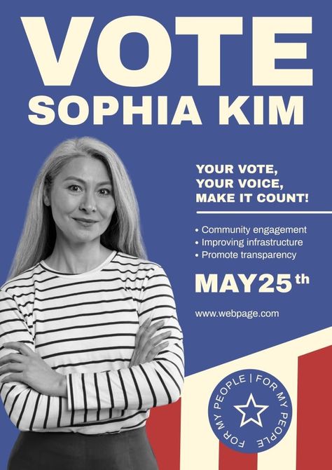 Simple Modern Flat Sophia Kim City Council Campaign Poster City Council Campaign Signs, School Council, Posters School, Campaign Signs, Campaign Posters, Poster City, Modern Flat, School Posters, Brand Kit