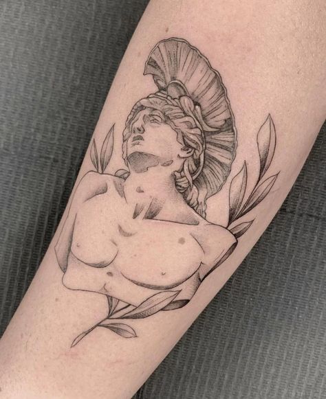 Achilles Tattoo Women, Achilles Tattoo Greek Mythology, The Iliad Tattoo, Caryatid Tattoo, Achille Tattoo, Iliad Tattoo, Patrochilles Tattoo, Achilles And Patroclus Tattoo, Classical Tattoos