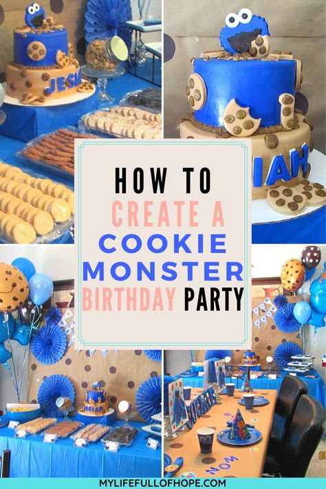 Our son's 1st birthday party had to be Cookie Monster because the first food that he loved was a little Gerber cookie. Cookie Monster birthday themed party was a challenge to find at the time. I am sharing the DIY's, food, centerpieces. cake and ideas that were created for his Cookie Monster 1st Birthday. Come and Explore over on the blog!  #1stbirthday #cookiemonster #birthdayparty #cookiemonsterbirthday #diy Cookie Monster Party Games, Cookie Monster Snack Ideas, 1st Birthday Cookie Monster, First Birthday Cookie Monster, Cookie Monster First Birthday Party, Cookie Monster Birthday Theme, Cookie Monster 3rd Birthday Party, Cookie Monster Party Food, Cookie Monster Cake Ideas