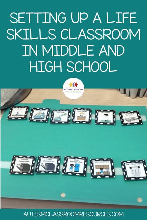 Functional Life Skills Special Education, Classroom Setup Middle School, Classroom Organization High School, High School Special Education Classroom, Special Education Classroom Setup, Middle School Special Education, Life Skills Kids, High School Special Education, Middle School Life