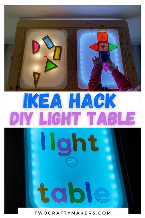 How to convert the Ikea Flisat into a DIY light table for less than $20! Light Table For Kids, Ikea Table Hack, Diy Light Table, Ikea Flisat Table, Flisat Table, Ikea Flisat, Colorful Playroom, Table Ikea, Rainbow Blocks