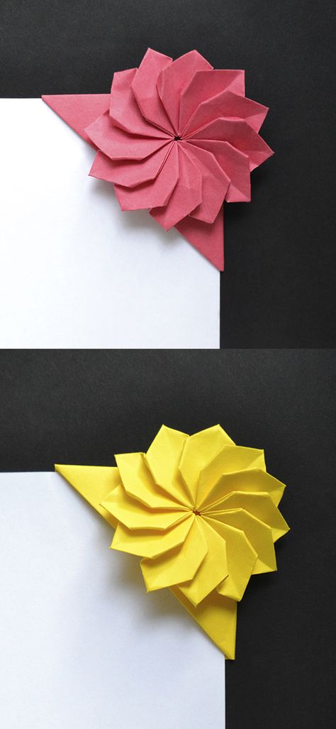 Origami Thank You Cards, Cool Origami Bookmarks, Origami Flower Bookmark, Folding Paper Crafts Easy, Bookmark Ideas Origami, Paper Origami Flowers Easy, Quilling Bookmarks Ideas, Square Paper Origami, Flower Origami Easy