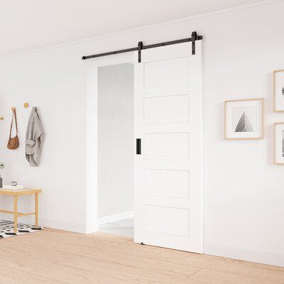 Winston sliding barn door hardware kit provides an innovative solution for closed-off rooms or tight spaces. High-quality carbon steel, black frosted, corrosion protection. The perfect addition to offices and homes. | Lazio Antique Sliding Standard Single Track Barn Door Hardware Kit Black 1.57 in, Steel | IOON1690 | Wayfair Canada Sliding Barn Door Bathroom, Single Barn Door, Farm Door, Barn Apartment, White Barn Door, Double Sliding Doors, Sliding Door Hardware, Sliding Barn Door Hardware, Interior Barn Doors