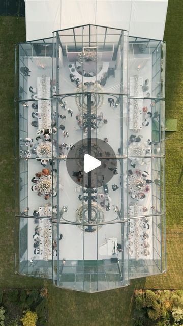 Kristina Kempton // Kristina Murphy on Instagram: "Dreaming Reimagined 💭 A sensational glasshouse Birds Eye view we created for our clients dream wedding. A floral fantasy dreamscape for the most special couple in the grounds of Grantley Hall. This quintessentially English wedding was nothing short of spectacular. Wedding Planner @kristina.kempton Videographer @tynegate_films Venue @grantleyhall_ Florist @larrywalshe Glasshouse @englishmarqueecompany Production @forta.productions Photographer @bottega53 Entertainment @lukeburr @kirk_jay Scent @jomalonelondon Bride @berta #grantleyhallwedding #grantleyhall #luxuryweddingplanner #kristinakempton #luxuryweddings #glasshouse" Greenhouse Venue, Event Venue Design, Glass House Wedding, Tent Wedding Reception, Event Venue Spaces, Inmobiliaria Ideas, Dream Wedding Reception, Clear Tent, Dream Wedding Decorations