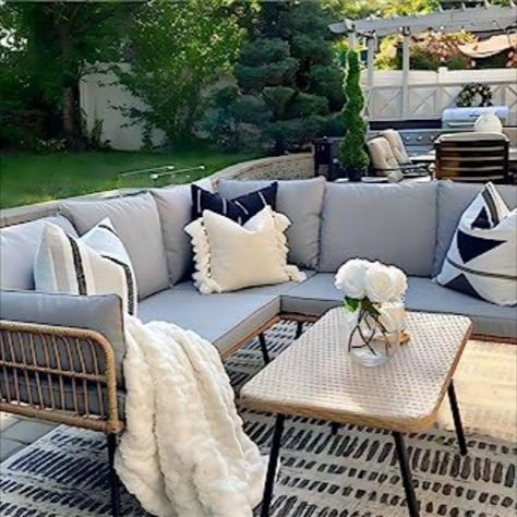 YITAHOME Rattan 4 PCS Patio Furniture Set, Outdoor Wicker Conversation Sectional L-Shaped Sofa with 5 Seater for Backyard, Porch, Boho Detachable Lounger with Thickness Cushions and Side Table - Grey Visit the YITAHOME Store 4.3 4.3 out of 5 stars 102 ratings Amazon's Choice in Patio Conversation Sets by YITAHOME Front Porch Sectional, Porch Sectional, Grey Patio, L Shape Sofa, Outdoor Bistro Set, Cushions To Make, Backyard Porch, Wicker Sofa, Patio Furniture Set