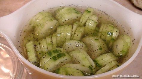 Cucumbers and Vinegar. Eat these all the time when I want something crunchy & healthy. I grow my own cukes. Cucumbers And Vinegar, Vinegar Cucumbers, Pickled Cucumbers, Cucumber Salad Recipe, Grape Salad, Homemade Pickles, Marie Osmond, Cucumber Recipes, Pickling Recipes