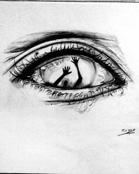 Eye With Hands Inside Drawing, Drawing Reference Creepy, Dizzy Eyes Drawing, Scared Eye Drawing, Creepy Sketches Darkness, Devil Eye Tattoo, Overstimulated Art, Creepy Eyes Drawing, Mental Day