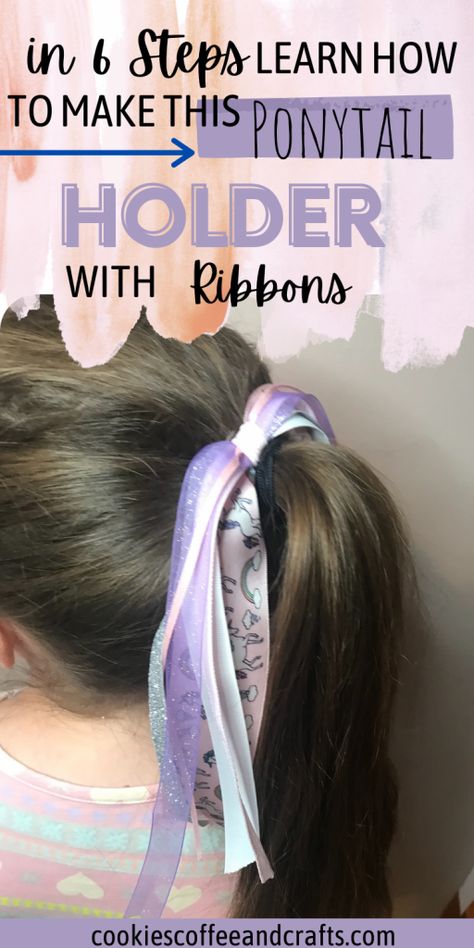 In a few easy steps learn how to make this easy DIY ponytail streamer that your little girl will love. It’s perfect for sports or anytime. My daughter has worn hers everyday since I made, she’s in love with it. ribbon ponytail holders diy | Ribbon ponytail holders | diy ribbon hair ties ponytail holders | diy hair ties with ribbon ponytail holders | diy girls hair accessories | diy girls hair accessories how to make | diy hair accessories for girls how to make | diy ponytail streamers Hair Tie Streamers, Gymnastics Hair Ties Diy, Diy Soccer Hair Ties, How To Make Ribbon Ponytail Holders, Hair Streamers Ponytail Holders, Team Ribbon Hair Ties, How To Make Volleyball Hair Ribbons, Ponytail Ribbons Diy, How To Make Soccer Hair Ribbons