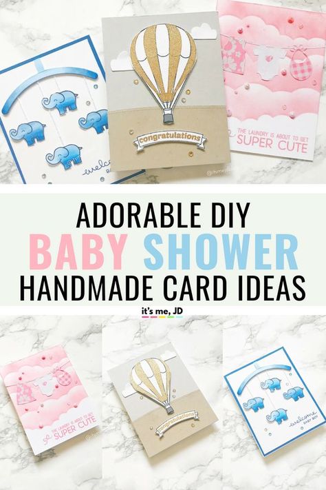 Adorable DIY Baby Shower Card Ideas That Anyone Can Do #babyshower #cardmaking #handmadecard #papercraft Baby Shower Card Ideas Handmade, Diy Baby Cards Ideas, Stampin Up Baby Shower Invitations, Cricut Baby Shower Card, Handmade Baby Shower Cards, Homemade Baby Shower Card, Baby Shower Card Diy, Baby Shower Cards Diy, Baby Shower Card Ideas