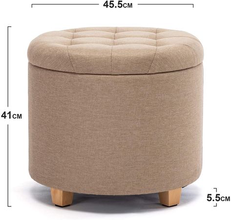 HNNHOME® 45cm Round Linen Padded Seat Ottoman Storage Stool Box, Footstool Pouffes Chair with Lids (Light Green): Amazon.co.uk: Kitchen & Home Stool With Storage, Bedroom Stools, Linen Ottoman, Storage Seat, Faux Fur Area Rug, Folding Ottoman, Ottoman Storage, Storage Stool, Storage Footstool