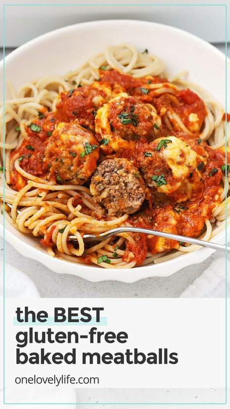 These easy homemade gluten-free meatballs are tender, juicy & SO full of flavor. And, there are so many delicious ways to serve them--we've got gluten-free meatball subs, gluten-free spaghetti and meatballs, low carb options and more. (Plus, we're spilling the secret to tender gluten-free meatballs every time--and it's EASY!) Gluten Free Spaghetti And Meatballs, Gf Meatballs, Meatballs Low Carb, Gluten Free Meatballs Recipe, Cooking Frozen Meatballs, Low Carb Options, Meatballs Baked, Gluten Free Meatballs, Baked Meatballs