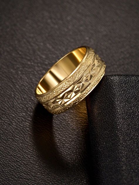 Yellow Gold  Collar  Stainless Steel   Embellished   Women's Fashion Jewelry Men Rings Gold Simple, Gold Band Ring Men, Mens Ring Designs Gold, Men's Rings Gold Indian, Gold Ring Designs For Men, Couple Rings Gold, Gold Rings For Men, Mens Wedding Rings Gold, Men Jewellery