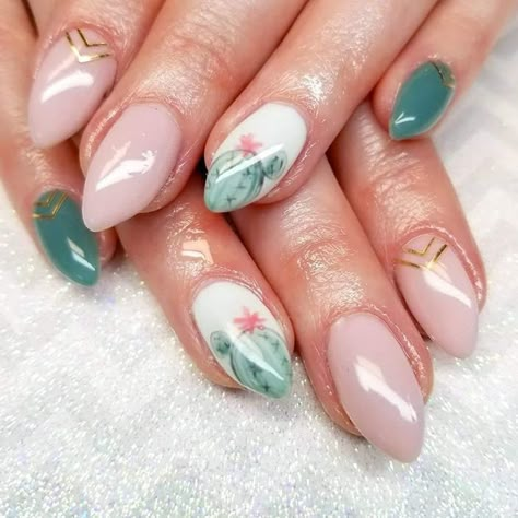 Carey Nails, Succulent Nails, Cactus Nails, Aesthetic Cactus, Aztec Nail Art, Baby Boomer Nails, Aztec Nails, Baby Boomers Nails, Western Nails