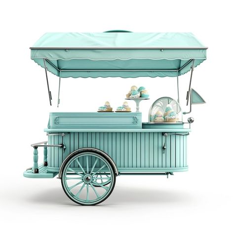 Ice Cream Cart, Vintage Turquoise, Graphic Resources, Ice Cream, Turquoise, Cream