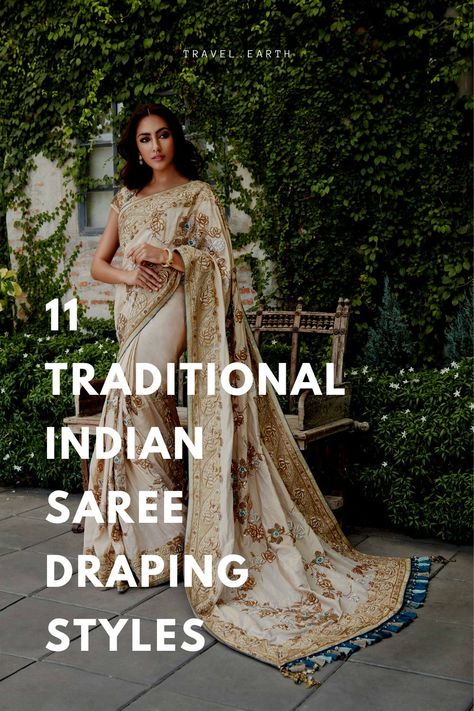 Indian Saree Draping Styles, Different Types Of Saree Draping, Types Of Saree Draping, Styles Of Saree Draping, Different Saree Draping Styles, Sari Ideas, Traditional Indian Saree, Draping Saree, Draping Styles