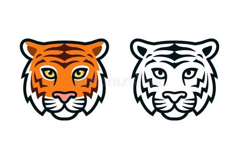 Tiger Cartoon Drawing, Face Front View, Old Apple Logo, Tiger Face Drawing, Tiger Vector, Face Line Drawing, Tiger Drawing, Cartoon Tiger, Tiger Illustration