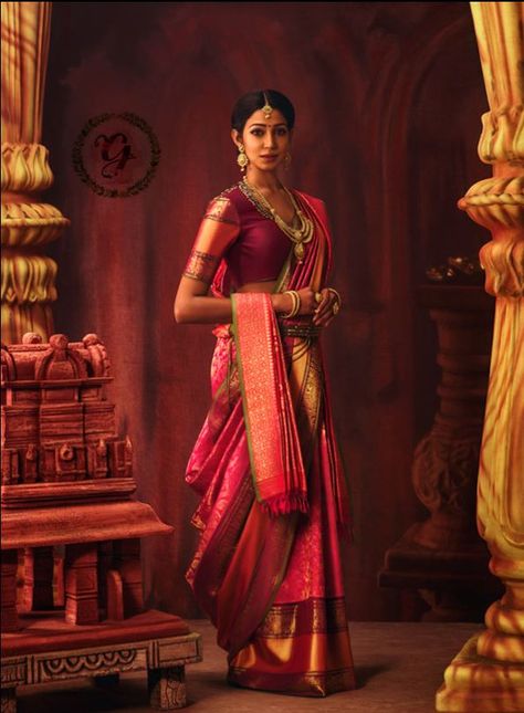 How To Style Kanjivaram Saree, Ravi Varma, Clothes Drawing, Bride Ideas, Royal Indian, Saree Wearing Styles, Saree Wearing, India Style, Saree Style