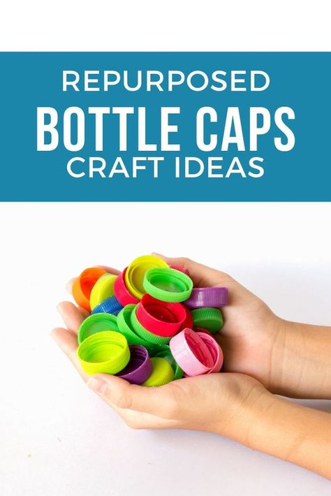 Do you have a million bottle caps lying around waiting to be used? Check out these 28 art and crafts projects. Learn how to make wall art and other creative home decor ideas made with plastic and metal caps. #diy #caps #crafts Milk Bottle Lids Ideas, Milk Bottle Top Crafts, Water Bottle Lid Crafts, Plastic Bottle Lid Crafts, Ensure Bottle Crafts, Milk Cap Crafts, Plastic Bottle Tops Crafts, Bottle Cap Turtle, Yogurt Pouch Caps Crafts