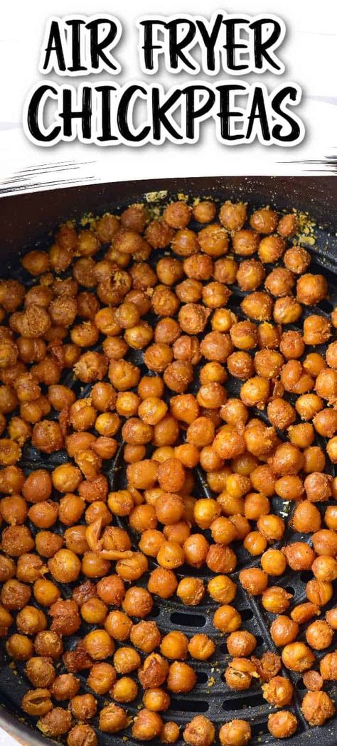 If you're looking for a flavorful, crunchy, addictive snack that is also healthy you need to try these crispy air fryer chickpeas! Crispy roasted chickpeas can be made in minutes with the air fryer so you can enjoy this tasty snack anytime! Chickpeas Crispy, Crispy Air Fryer Chickpeas, Air Fryer Chickpeas, Crispy Roasted Chickpeas, Toasted Chickpeas, High Fiber Snacks, Chickpea Snacks, Eating Well Recipes, Dry Chickpeas