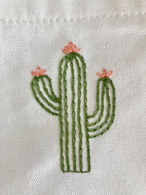 Cactus Hand Embroidered Canvas Pouch with Zipper, Cosmetic Bag, Pencil Case, Wallet, Toiletry Bag Embroidered Cactus Pattern, Small Embroidery Designs Free Pattern, Hand Embroidery Small Designs, Pouch Embroidery Ideas, Embroidery On A Bag, Canvas Bag Embroidery Ideas, Small Hand Embroidery Designs, Embroidery Small Designs, Embroiding Designs