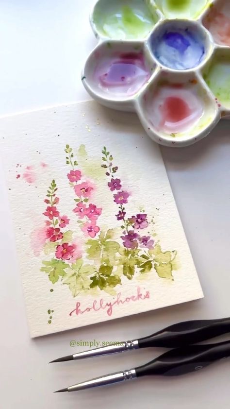 Painting Flowers Tutorial, Learn Watercolor Painting, Výtvarné Reference, Watercolor Flowers Tutorial, Learn Watercolor, Watercolor Paintings For Beginners, Watercolor Card, Diy Watercolor Painting, Watercolour Inspiration