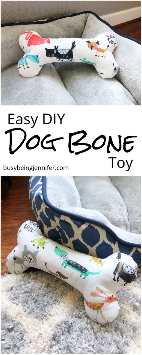 DIY Soft Dog Bone Toy - Busy Being Jennifer Dog Toys Sewing Patterns, Dog Leashes Diy, Pet Toy Sewing Pattern, Easy Sew Dog Toys, Diy Dog Toys Sewing, Dog Soft Toy Patterns Free Sewing, Things To Sew For Your Dog, Sewing Dog Toys Free Pattern, Sew Dog Toys Free Pattern