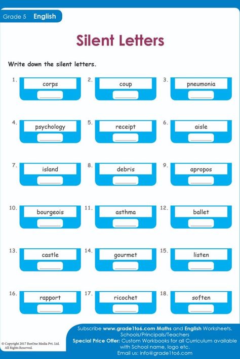 Silent Letters Worksheet, English Worksheets For Grade 1, Free English Worksheets, Worksheets For Grade 1, Silent Letters, Letters Worksheets, Teacher Classroom Decorations, Classroom Anchor Charts, Literacy Programs