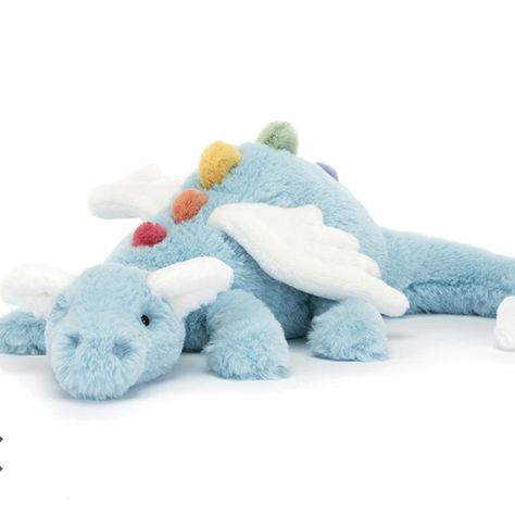 Brand New With Tag. Jellycat Sky Blue Dragon Size Large Dimensions: 4.7in X 5.5in X 19.7in Sitting Height: 4in Wingspan: 9in