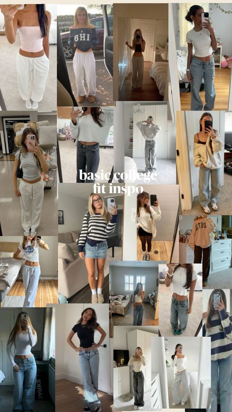 college fit inspo Put Together College Outfits, Cute College Class Outfits, College Outfit Essentials, College Clothes Outfits, College Clothing Essentials, College Aesthetic Outfit, Class Outfits College, Class Outfit College, College School Outfits