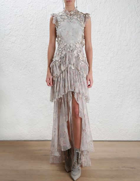 Zimmermann Stranded Tier Dress. Model Image. Gown Ideas, Tier Dress, Beach Wedding Dress Boho, Fashion Design Collection, Dressy Fashion, Zimmermann Dress, فستان سهرة, Fashion Designs, Girls Fashion Clothes