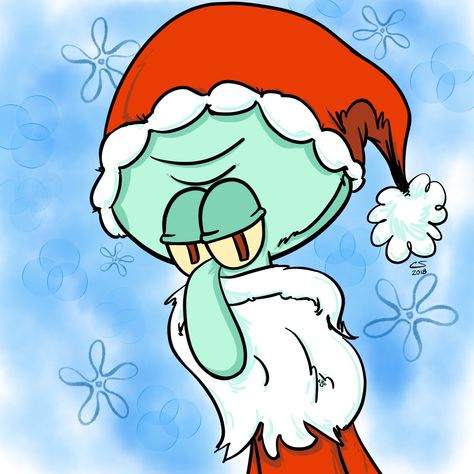 Christmas Spongebob, Spongebob And Squidward, Art Spongebob, Spongebob Christmas, Christmas Cartoon Characters, Spongebob Pics, Squidward Tentacles, Christmas Clip Art, Christmas Doodles