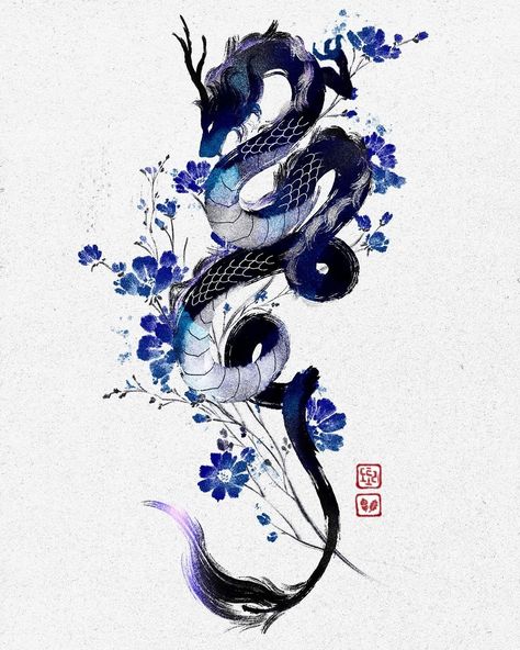 2 Dragons Drawing, Tattoo Ideas Chinese Dragon, Ink Dragon Drawing, Heart Dragon Tattoo, Japanese Painting Tattoo, Twin Dragons Tattoo, Nature Dragon Tattoo, Brushstroke Dragon Tattoo, Dragon Wallpapers Aesthetic