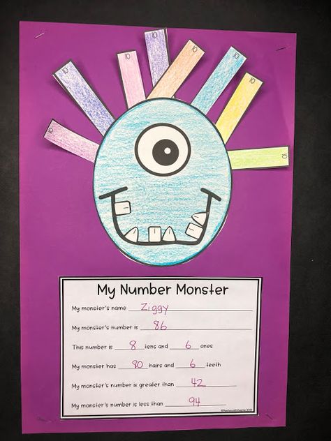 Comparing Numbers Kindergarten Craft, Kindergarten Place Value, Year 1 Place Value, Partitioning Numbers Activities, Halloween Place Value 2nd Grade, Halloween Place Value 1st Grade, Math Crafts For 2nd Grade, Place Value Crafts 1st Grade, Place Value Activities Kindergarten